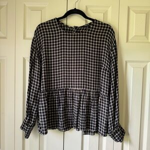 Madewell Button Back Peplum Mini Windowpane Top